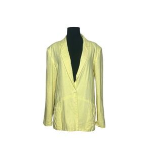 Beulah yellow linen one buttoned line blazer size M